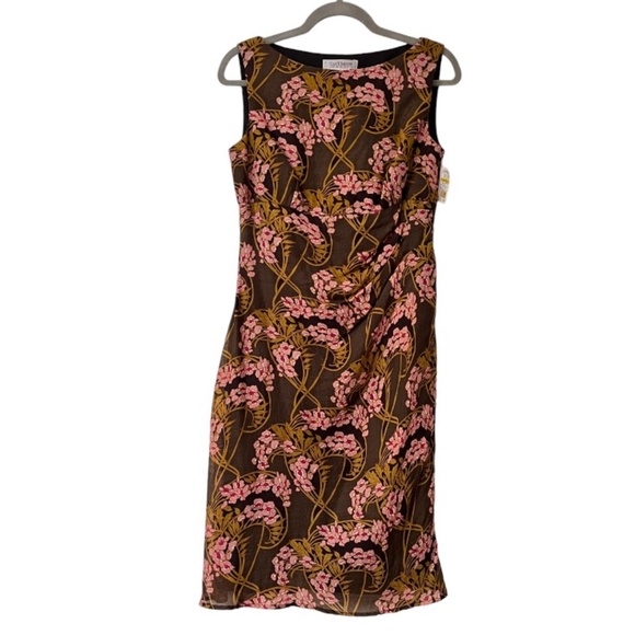 Kay Unger Dresses & Skirts - Kay Unger NY Dress Womens 8 Sleeveless Sheath Brown Pink Floral Wool Silk $270